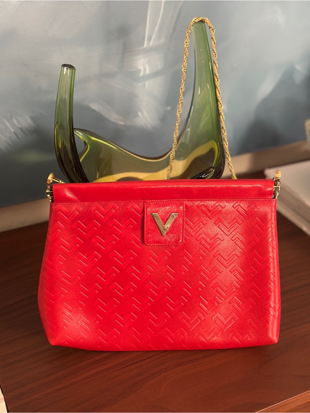 Vintage Mario Valentino clutch/purse with Gold Chain strap